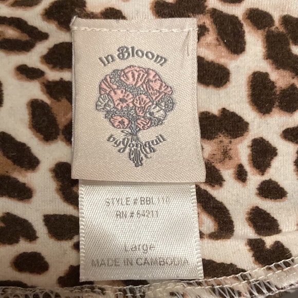 IN BLOOM by JONQUIL Cheetah Print Chemise Cream Lace, Pink Trim Womens Large - Picture 14 of 16